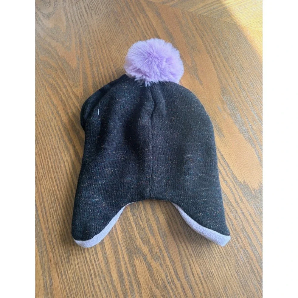 Addie & Tate Infant Penguin Hat and Mittens Set Black Purple Sparkle 9-18 Months